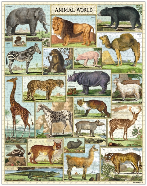 Cavallini Vintage Puzzle Animal World, 1000 Teile